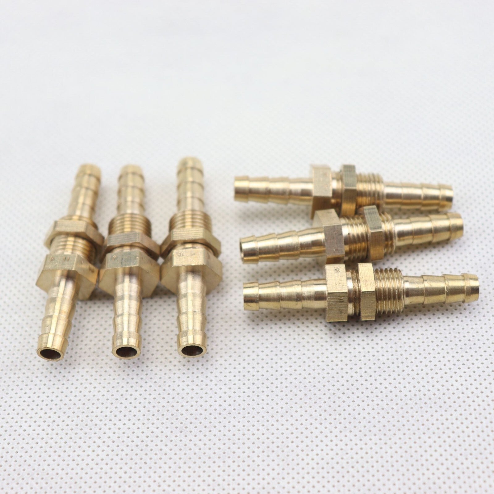 6 Pcs1/4(6mm ) Hose Barb Brass Bulkhead Pipe Fitting Coupler Connector Adapter
