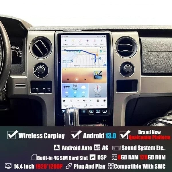 14.4 Android for Tesla Vertical Screen GPS Navi Radio 128G for Ford F-150 2009-2014