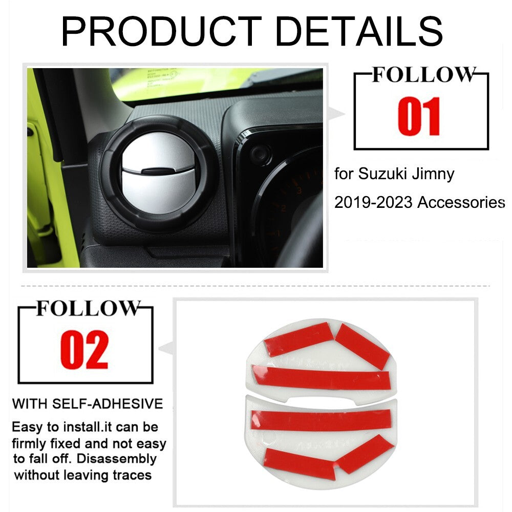 Silver Center Console Air Condition Vent Outlet Cover for Suzuki for Jimny 2019-2023