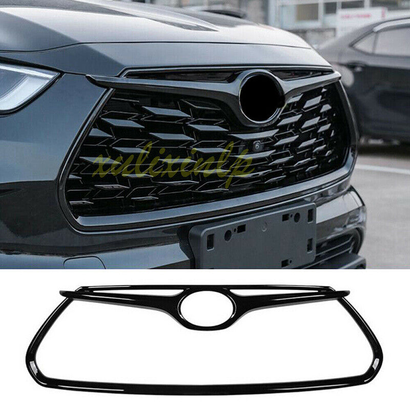 for Toyota Highlander 2020-2023 Piano black Front Grille Grill Frame Cover Trim