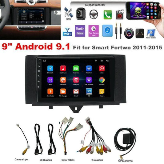 9inch Android 9.1 Car Stereo Radio GPS Navigation fit for Smart Fortwo 2011-2015
