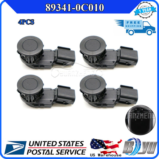 Four black PDC parking sensors, model 89341-0C010, suitable for 2013-2016 for Toyota Tundra 4.0/4.6/5.7L engines.