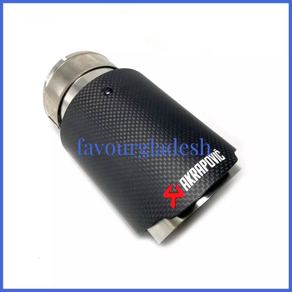 2PCS Universal AKRAPOVIC Exhaust Tip Muffler Carbon Fiber 51mm inlet 89mm outlet