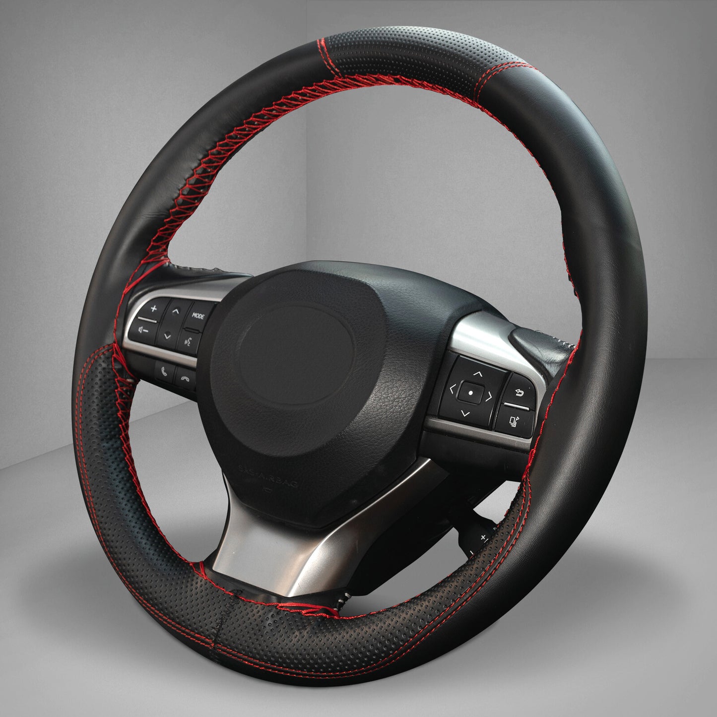 Leather DIY Car Steering Wheel Cover Red Protector Wrap Universal 38cm AUS
