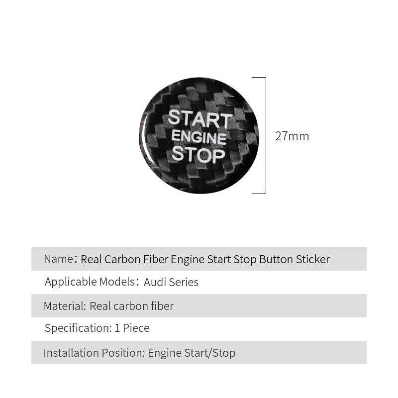 Carbon Fiber Car Engine Push Start Button Cover for Audi for A4 for A5 A7 for A8 Q3 Q5 Q7