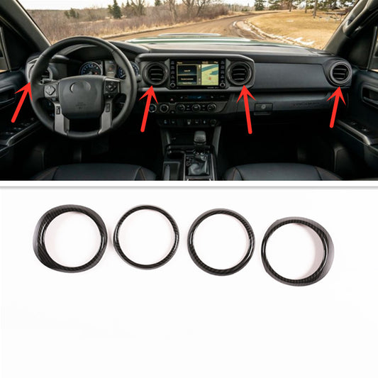 4-Piece Carbon Fiber Dashboard Vent Cover for Toyota Tacoma 2016-2023 Cars