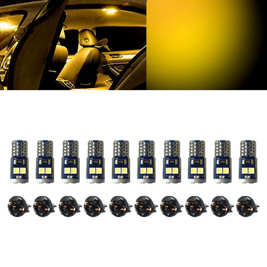 Yellow Light 10Pcs T10 3030-6SMD LED Lights License Plate High Lights Bulb