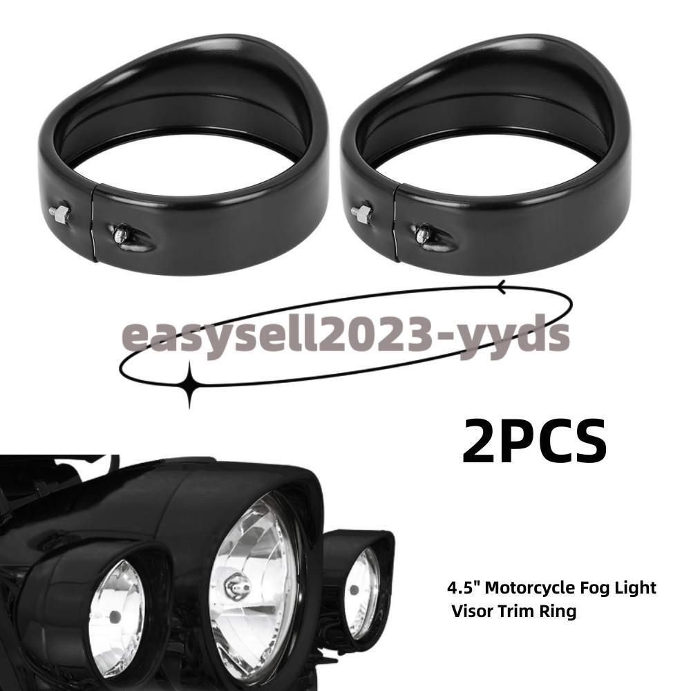 Aluminum 2pcs Black 4.5 Motorcycle Fog Light Trim Ring fit for Harley-Davidson