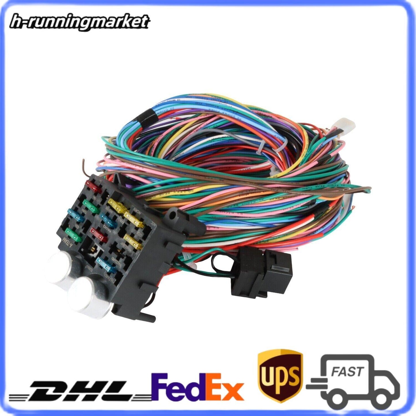 1set New Gearhead universal 12 circuit/ 10 fuse universal wiring harness kit
