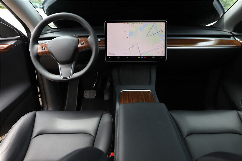 Central Console Dashboard Strip Cover for Tesla Model 3 Y 2021-23 Red Wood Grain