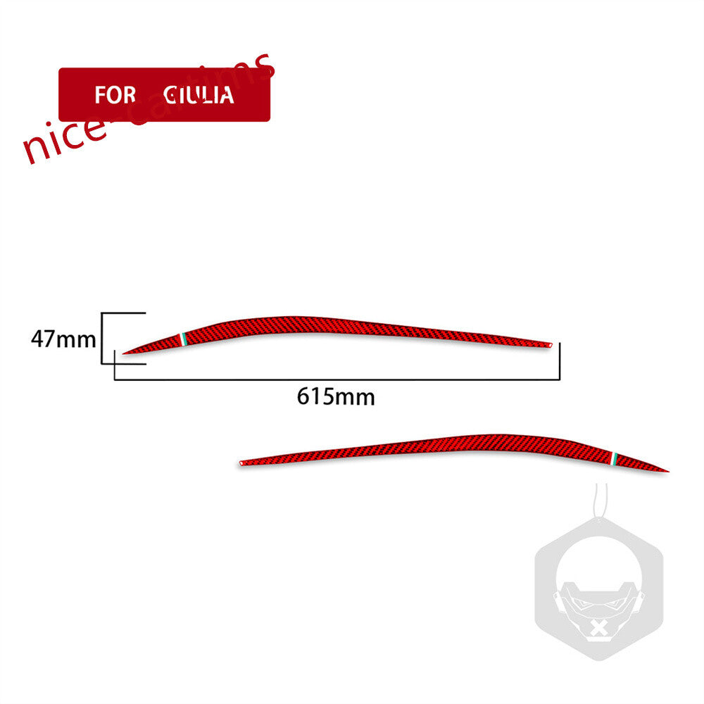 Red Carbon Front Headlight Eyelids Eyebrow Cover for Alfa Romeo Giulia 2017-2021