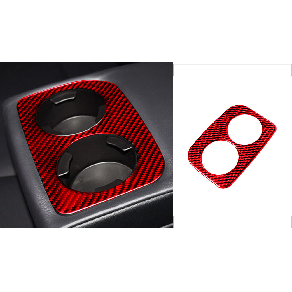 Red Carbon Fiber Rear for Seat Cup Holder Panel Cover Trim for Subaru Forester 13-18