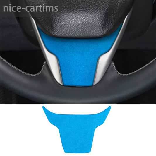 Suede Blue Inner Steering Wheel Lower Chin Panel Cover for Honda for Civic 2016-2021