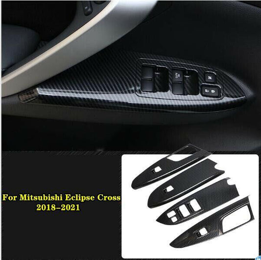 Carbon Fiber Door Window Lift Switch Button Cover for Mitsubishi Eclipse Cross