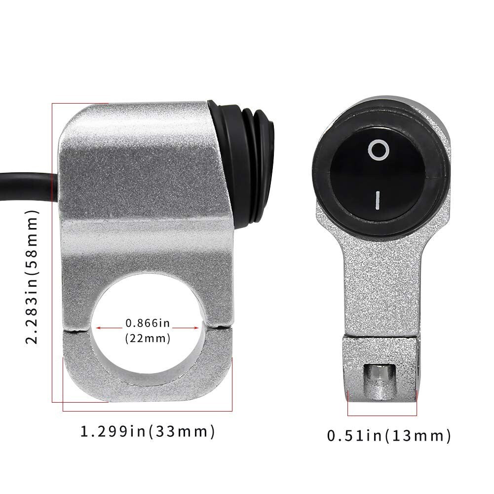 ON OFF Switch 22mm Handlebar Headlight Switch Aluminum Alloy Fog Light Switch12V