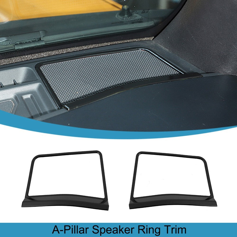Black Front A-Pillar Speaker Audio Ring Cover Trim for Ford Bronco 2021-2024