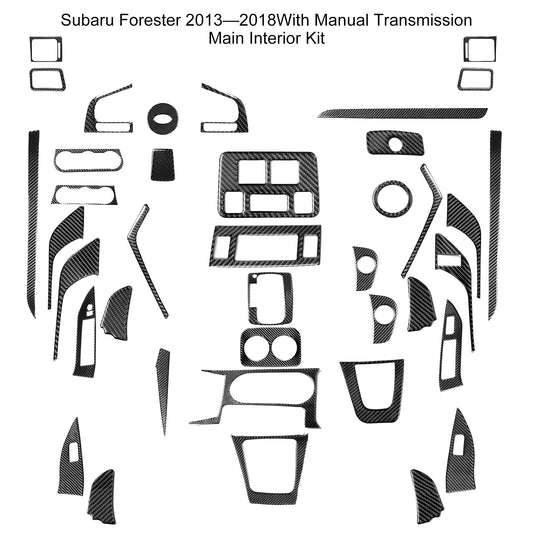 Carbon Fiber Full Sets Interior Cover Trim Kit for Subaru Forester 2013-2018