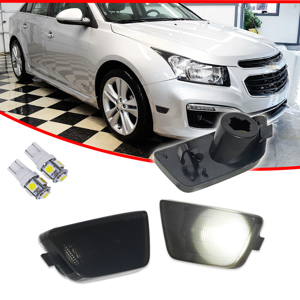 Euro Style Smoked Front Side Markers with White LED Package for 2011-2015 for Chevrolet for Cruze