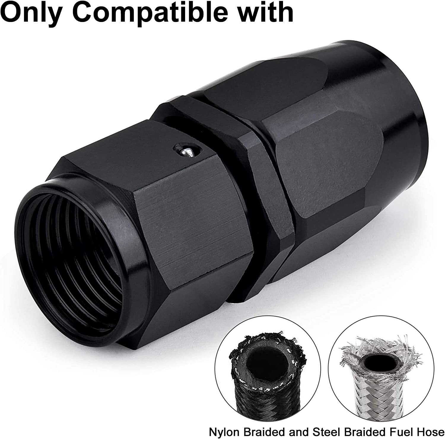 Straight end connectors (4 pieces), braided fuel oil/gas hose ends (6/8/10AN), accessories