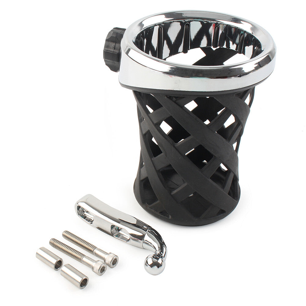 Handlebar Cup Holder Drink W/Mesh Basket Mount Universal Longer Fit for Harley cl