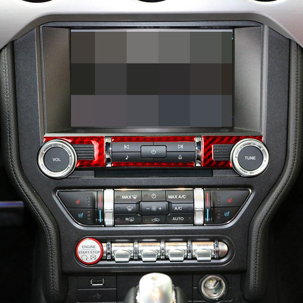 Red Carbon Fiber Interior Center Console CD Panel Cover for Ford for Mustang 2015-22