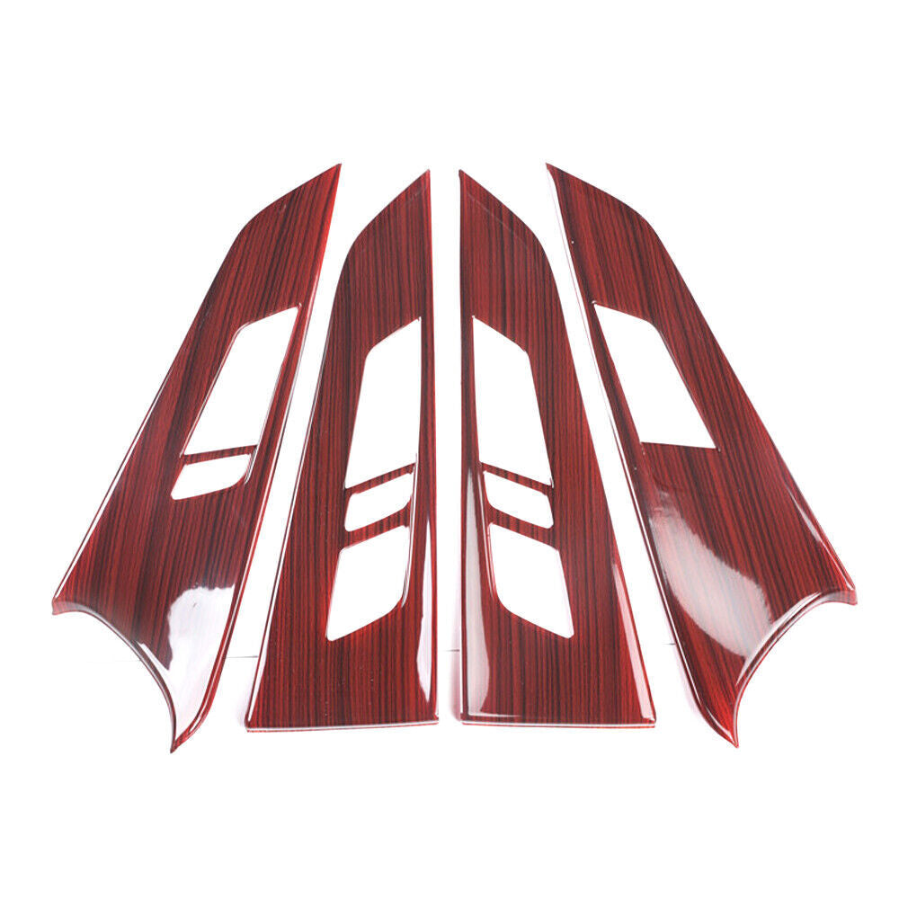 Car Inner Door Panel Cover Trim Inner 4PCS Fit for Audi A4L 2017-2019 Red Wood