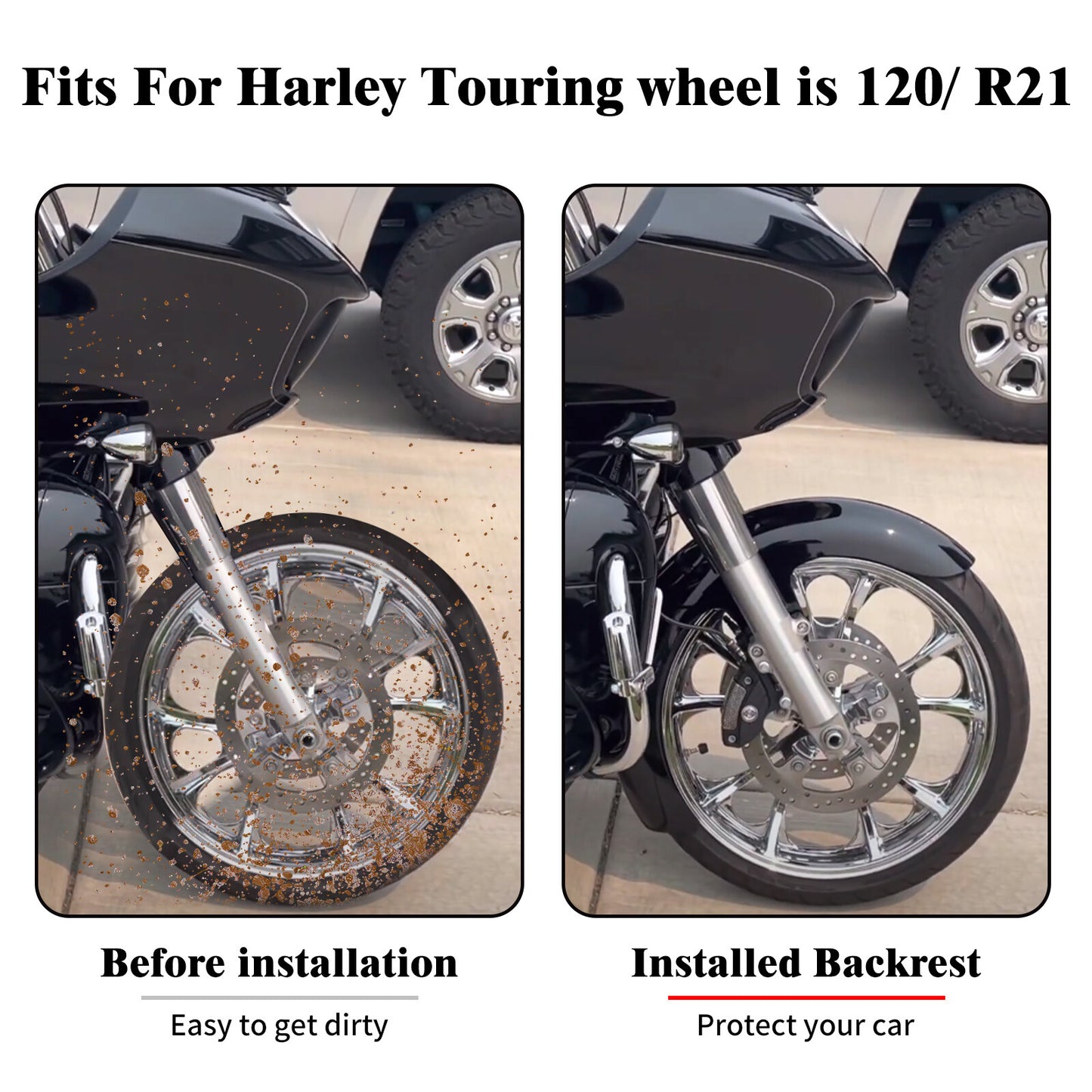120 R21 Wrap Front Unpainted Fender Fit for Harley Touring Glide FLH 1986-later