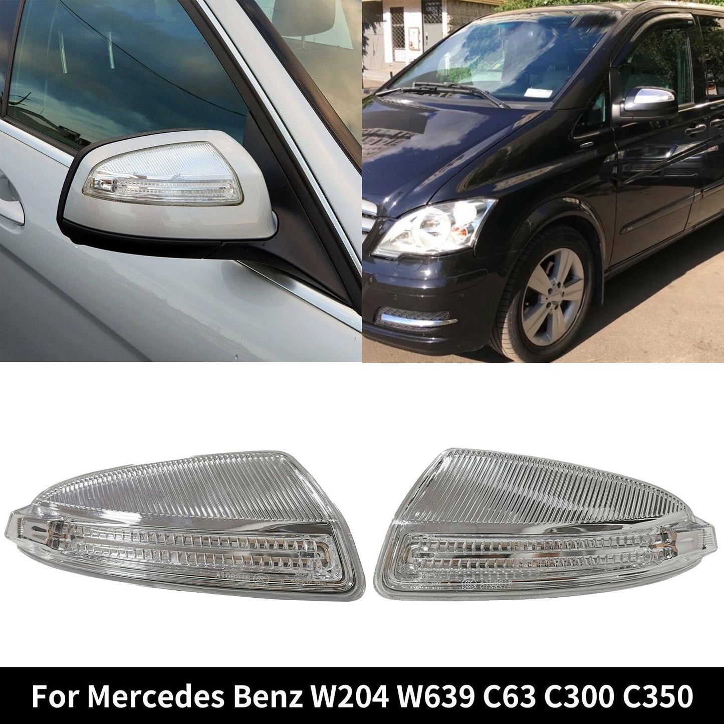 Pair Door Mirror Turn Signal Light for Mercedes-Benz W204 W639 C63 C300 C350 AT