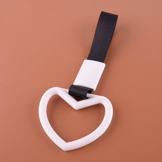 White Heart Car Subway Ring Tow Hook Overhead Door Handle Universal