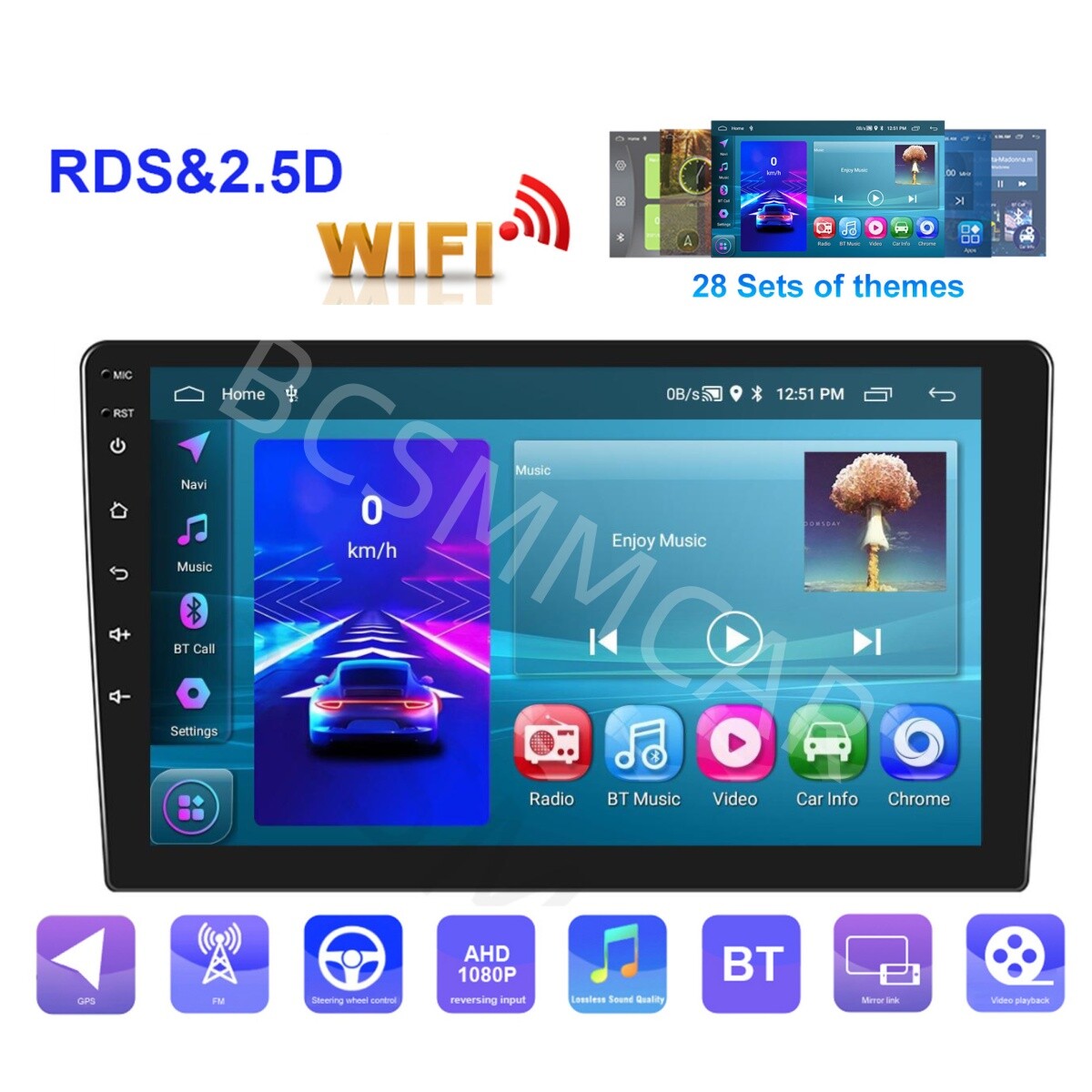 Double 2DIN 10in Android 13 For Apple Carplay Touch Screen Car GPS Stereo Radio
