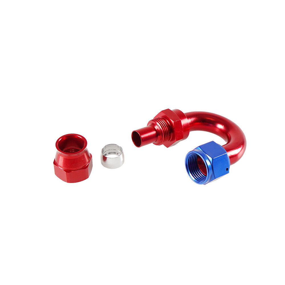 4AN PTFE Hose End Fittings 180 Degree Aluminum Swivel AN4 For PTFE Hose Only Red