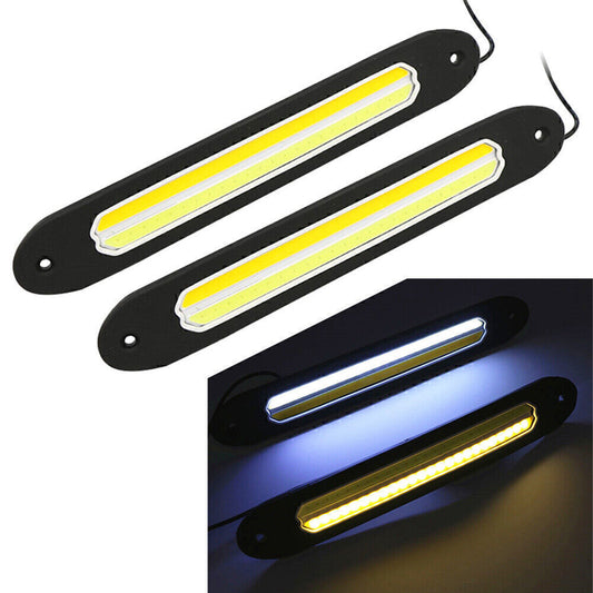 2x Car LED DRL Daytime Running Light Car Strip Driving Turn Signal White/Amber