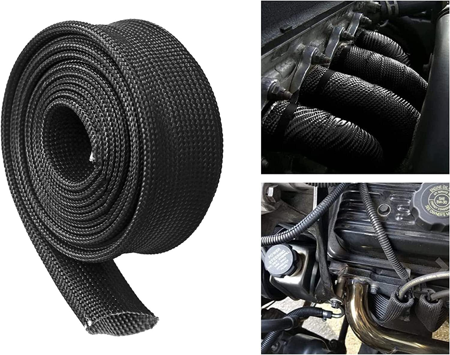 High-Temperature Black Automatic Heat Dissipation Cover, Fiberglass Adjustable Heat Insulation Cover, 3/4 ID x 10 ft