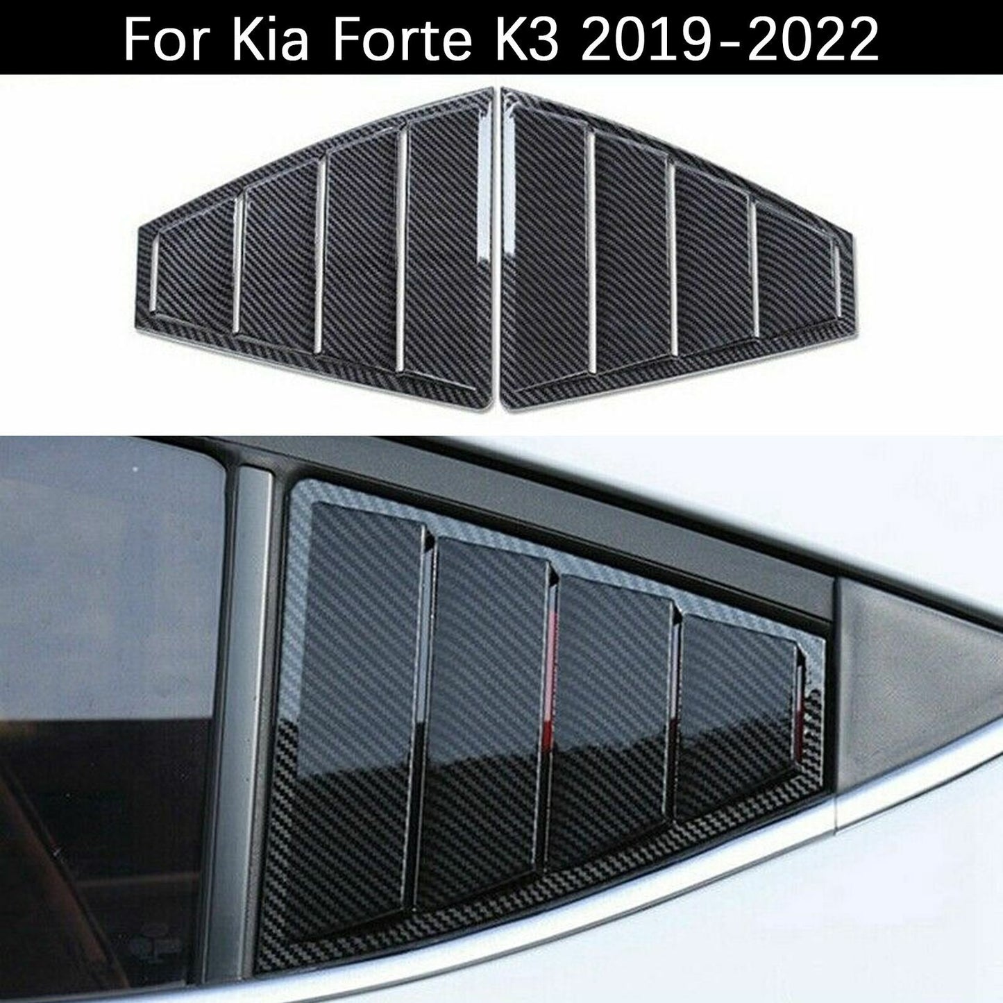 for HYUNDAI for Elantra 17-19 Carbon Fiber Window Side Louvers Vent Cover Trim AT