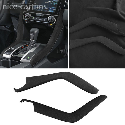 Suede Black Gray Central Control Gear Shift Side Trim for Honda for Civic 10th 16-21