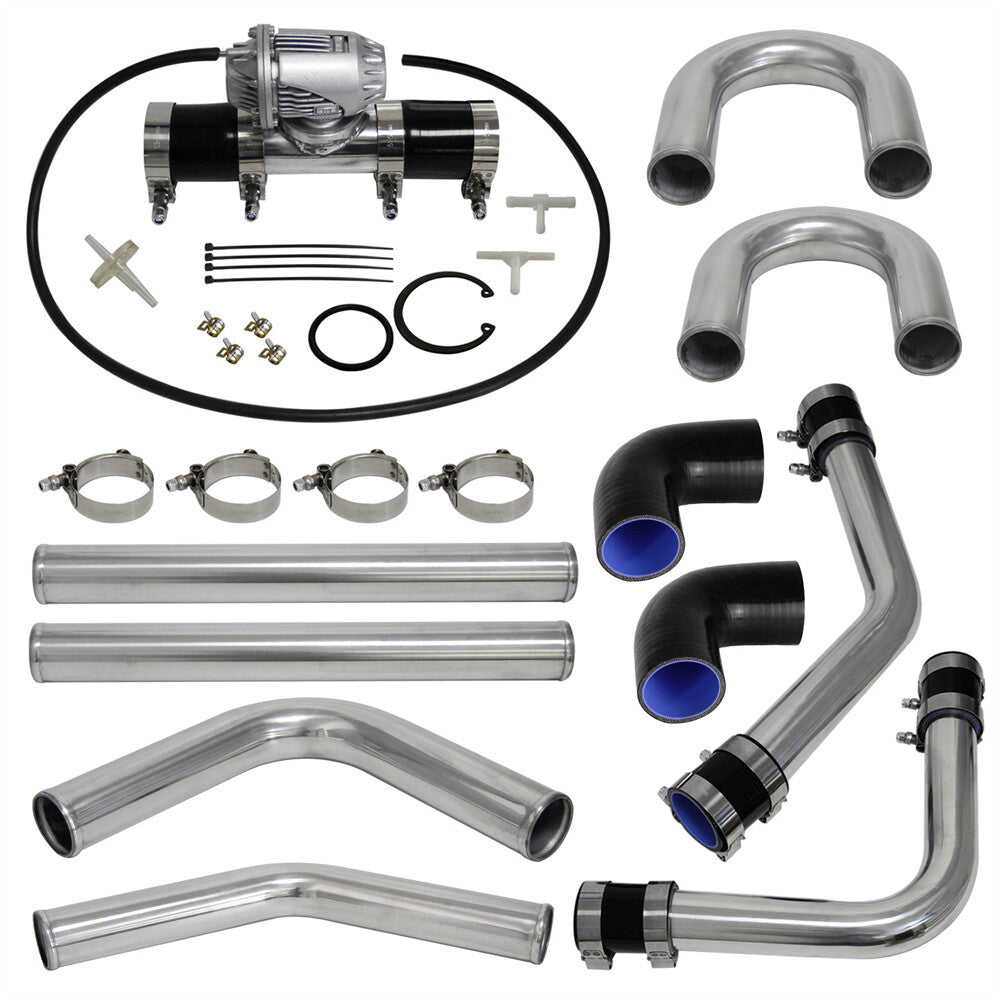2 51mm Universal Intercooler Piping Kit + BOV Turbo Blow Off Valve Kit Silver