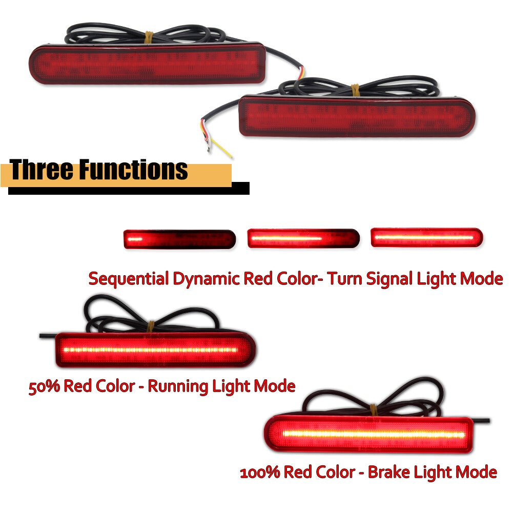 Red rear bumper reflector tail brake light for Toyota FJ Cruiser 2007-14