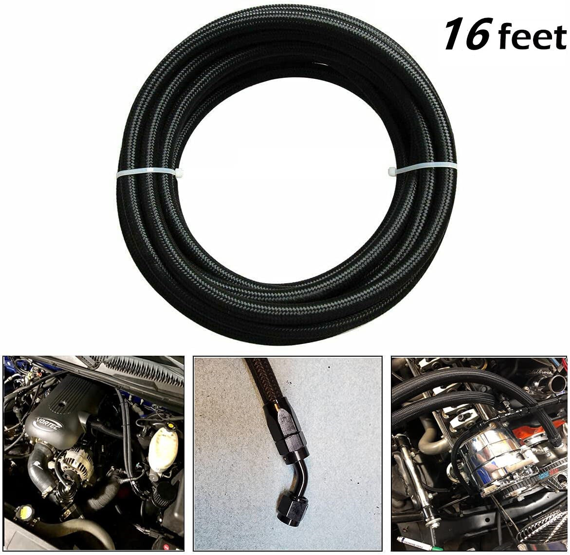 10AN Fuel Hose Kit 20ft Nylon T304 Braided 5/8 inch CPE Fuel Hose 10AN Accessories