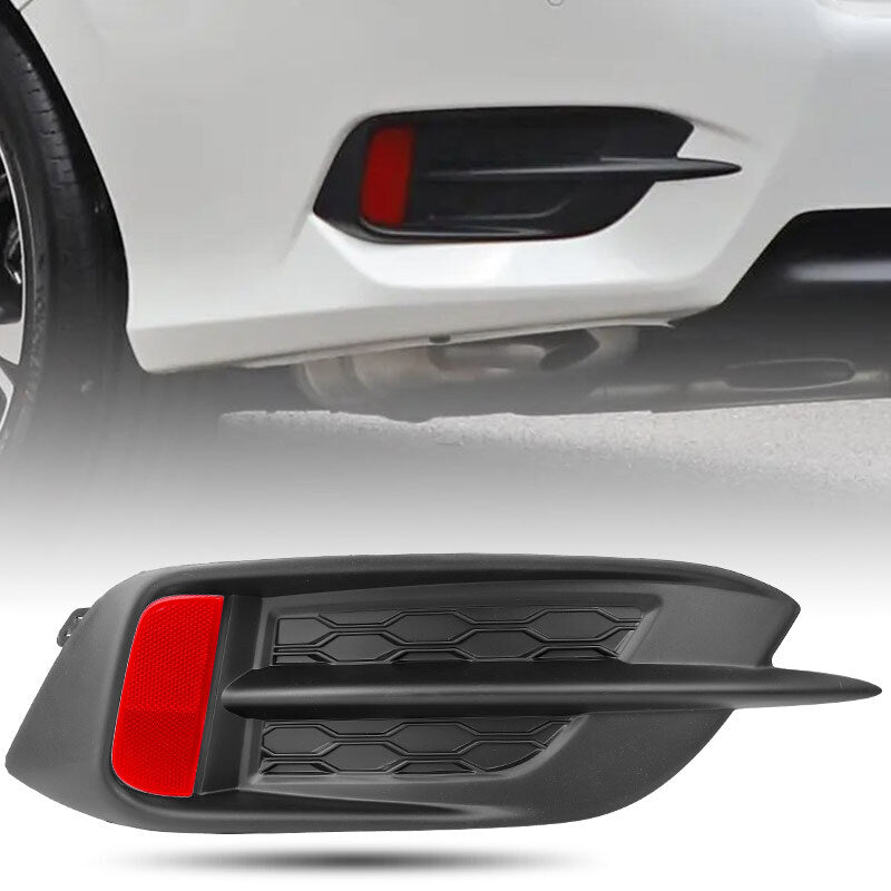 Left Rear Bumper Reflector Lens+Bezel Cover For 16-21 10th Gen for Honda for Civic Sedan