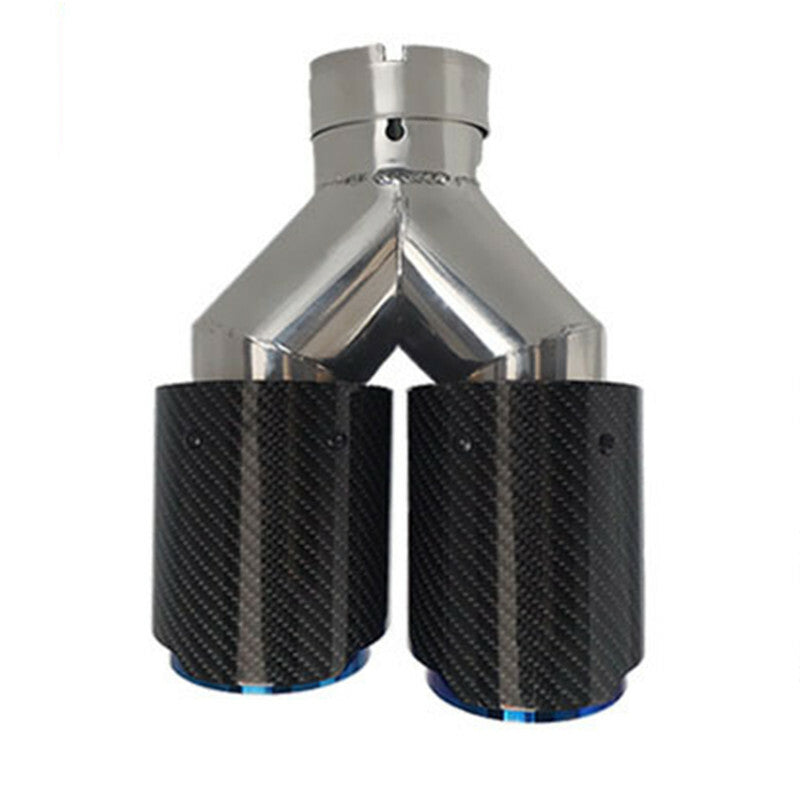 Car Left Carbon Fiber Y-shaped Dual Outlet Exhaust Pipe Muffler Tip Tail Throat