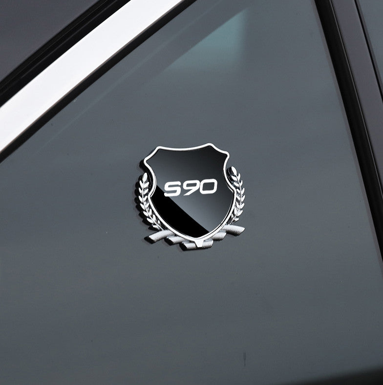 Black side fender and window badge decals for Volvo V90 cars.