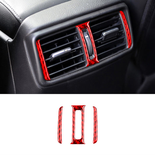 3X Red Carbon Fiber Rear Air Vent Outlet Cover Trim for Nissan Rogue 2014-2016