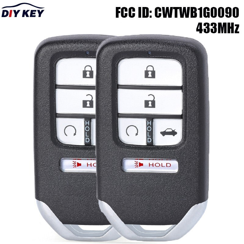 Two for smart remote keychains for Honda Accord Insight 2018, 2019, 2020, and 2021 models: CWTWB1G0090