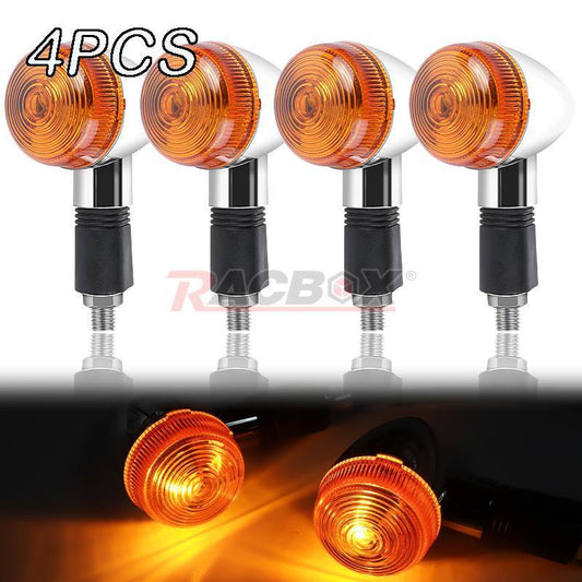 4PC Universal Bullet Motorcycle Turn Signal Indicator Amber Blinker Light Chrome