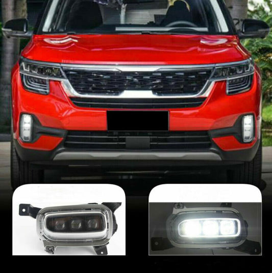 for Kia Seltos 2020-2023 LED DRL Daytime Running Lights Turn Signal Fog Lamps
