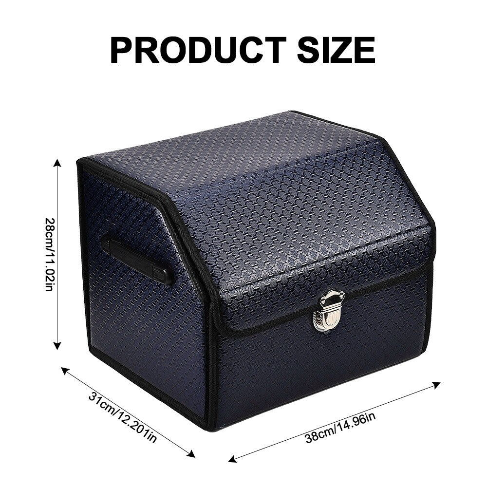 Car Trunk Organizer Luxury Foldable Car Boot Tidy Storage Box With Lid Navy
