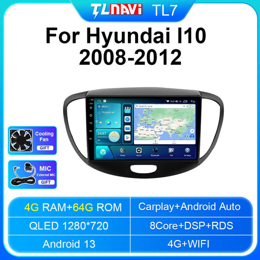 for Hyundai Grand i10 2008-2012 CarPlay Car Stereo Radio GPS Multimedia Player