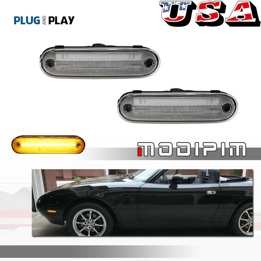 LED side marker lights and front turn signals suitable for 1990-05 for Mazda Miata MX-5 (transparent)