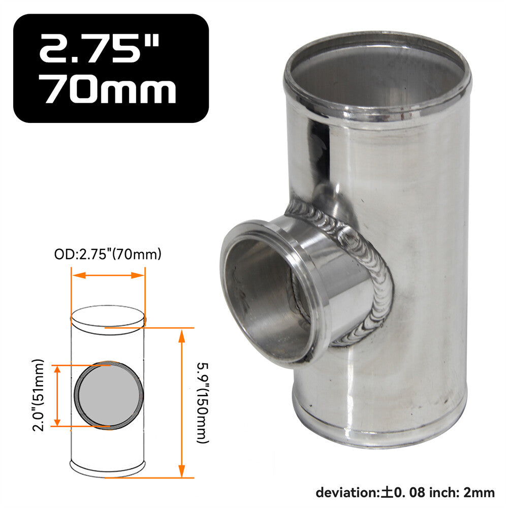 Universal 50mm V-band BOV Flange 2.75 Tube Pipe Blow off Valve Turbo Silver