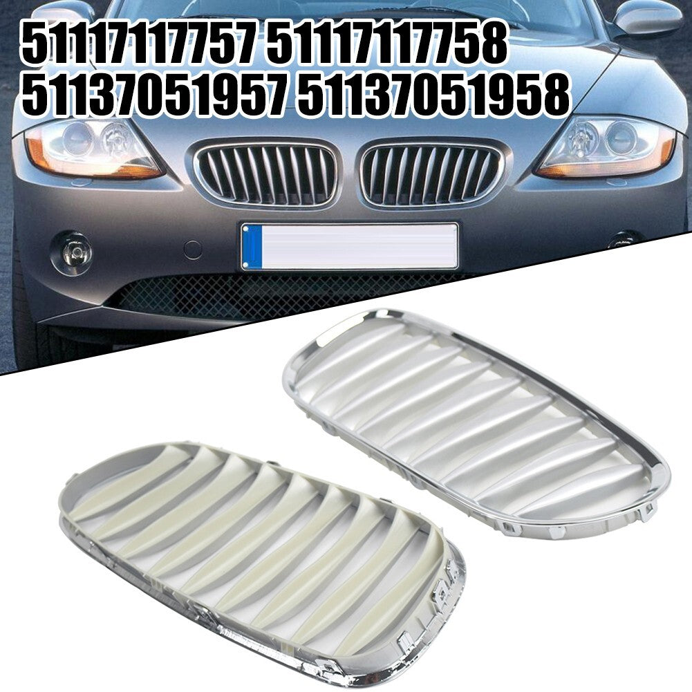 For Z4 E85 Coupe Convertible Silver Plating Front Kidney Grille 2003-2008